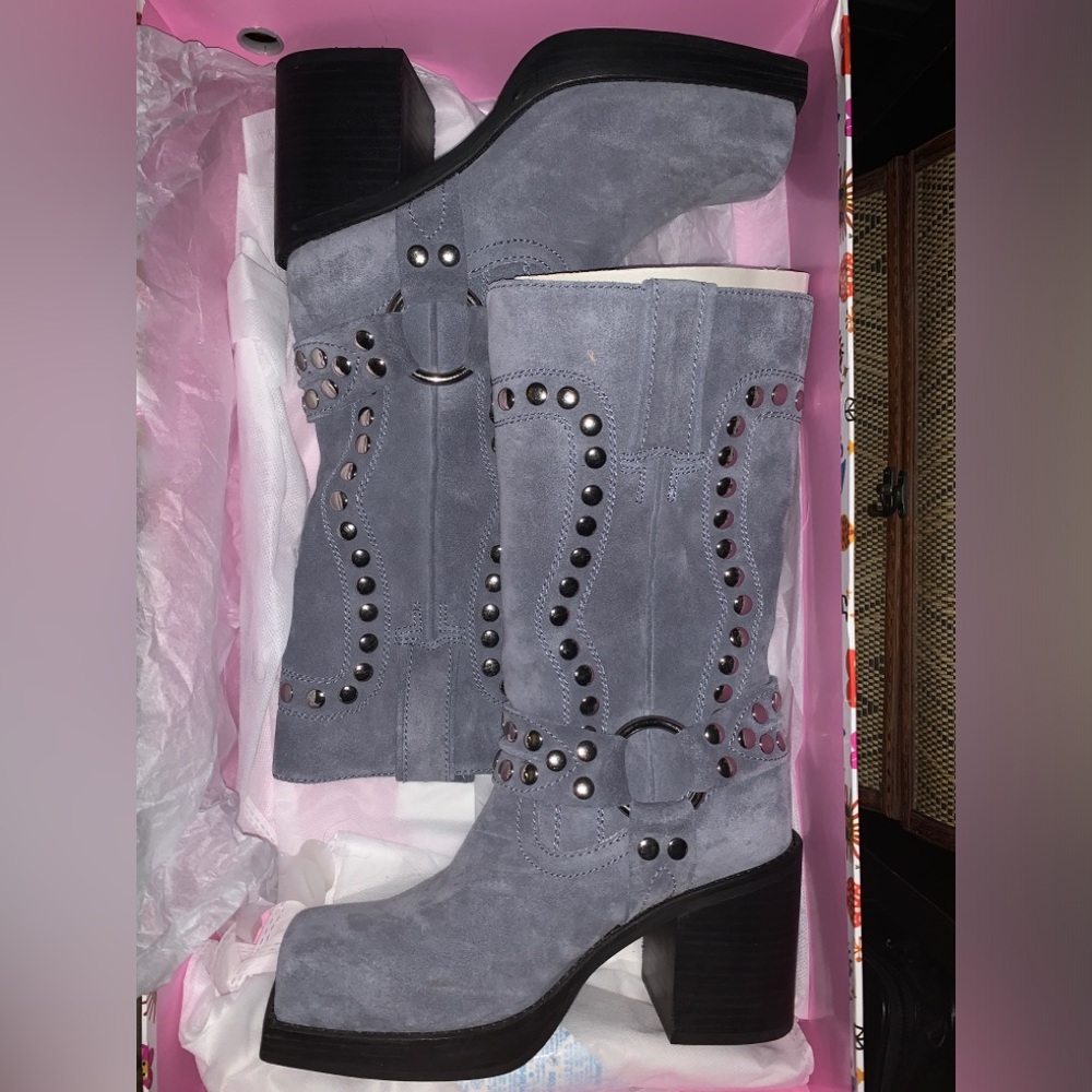 NIB MAKE OFFER JEFFREY CAMPBELL FREE PEOPLE Gretchen Studded Square Toe Boots